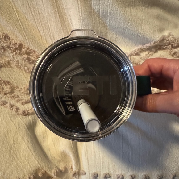 Dark forest green color 35oz Yeti Rambler mug with straw lid - Picture 5 of 5